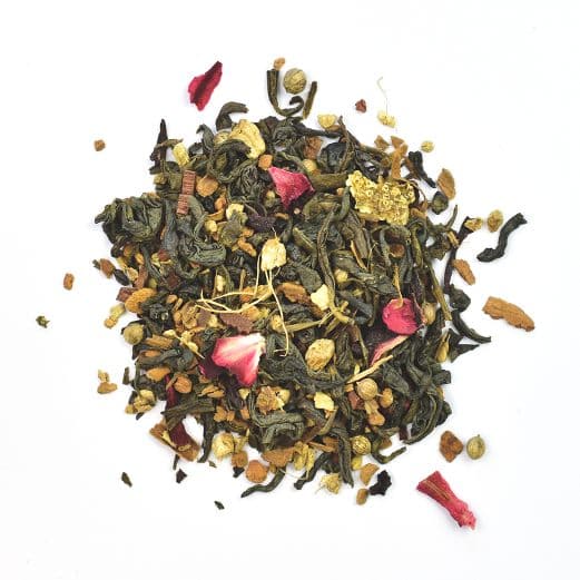 photo représentant des feuilles de thé en vrac