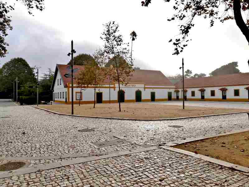 Photo d'une rue avec un bâtiment bas blanc au portugal, publiée dans les boomeuses